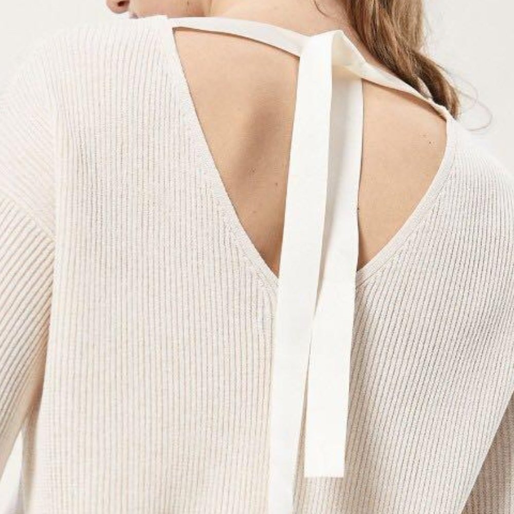Massimo Dutti Ribbon Tie Back Sweater